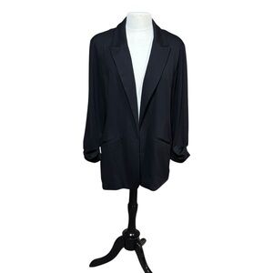 Nine West Classic Black Blazer With Ruffled Sleeve Cuff Size XXL